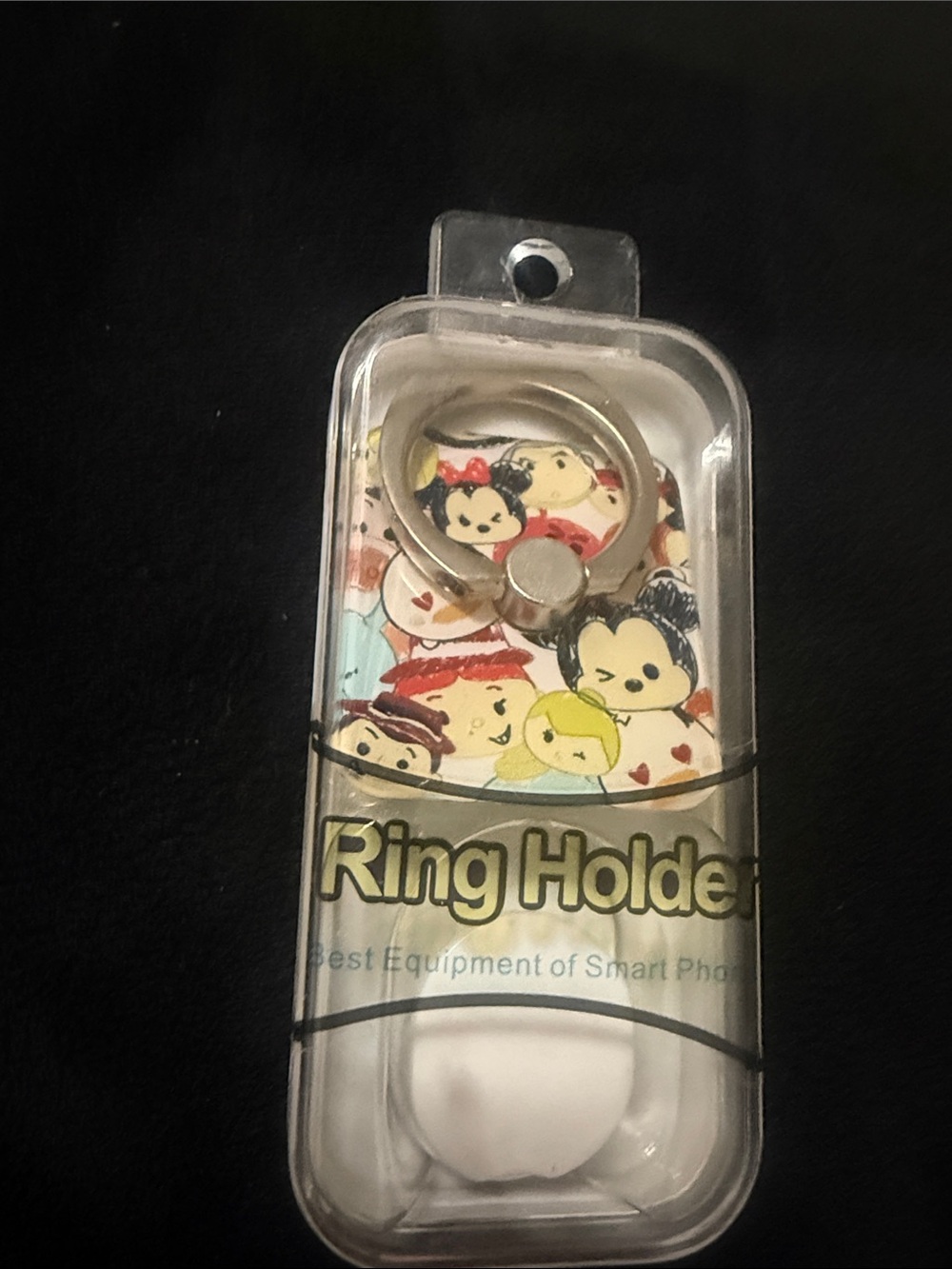 Ring Holder Phone Grip with Cartoon Character Design - White